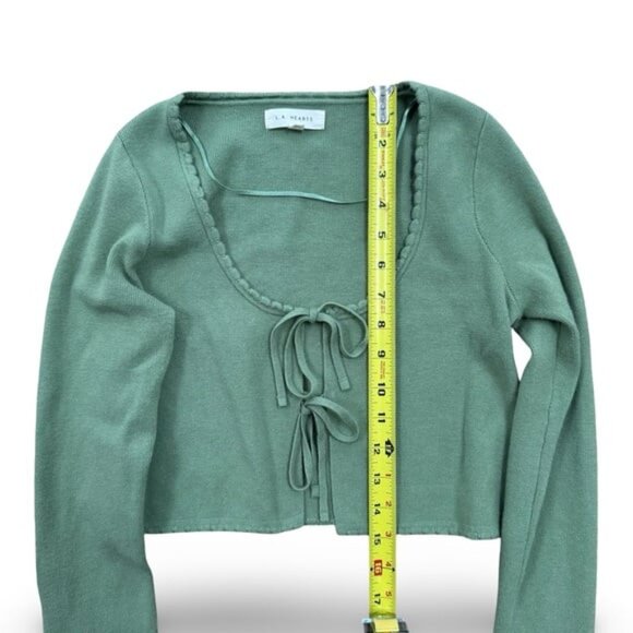 LA Hearts Sage Long Sleeve Knit Top w/Tie Front Women’s size small - Picture 6 of 9